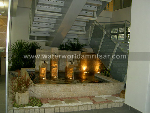 INTERIOR LOBBEY LANDSCAPER - Stone, Variable Dimensions, LED Lighting, Water Feature, Relaxing Design