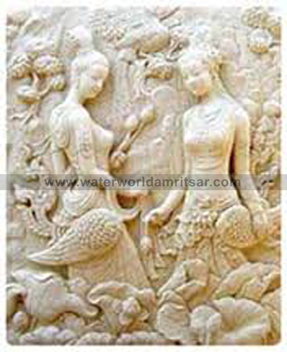 Sculptured Wall Mural - Stone Material Customizable Dimensions Off-White Color | Elegant Design Smooth Finish Durable & Easy Installation