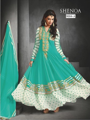 Ethnic Salwar Kameez Collection - Soft Fabric, Floor Length, Teal with Gold Accents | Elegant Design, Perfect Fit, Smooth Texture