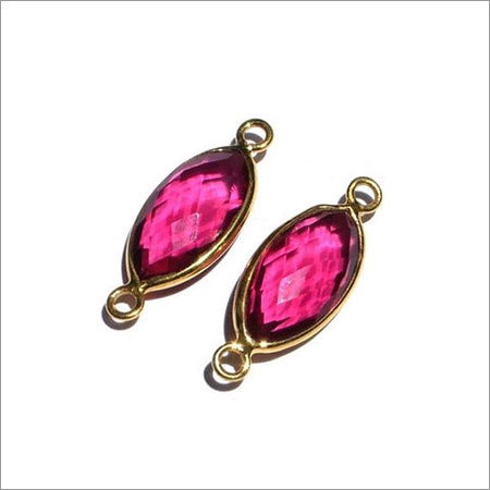 Oval Pink Tourmaline Gemstone Connector