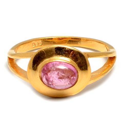 Round Pink Tourmaline Gemstone Ring