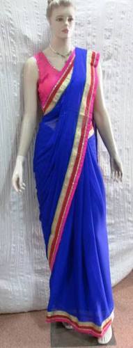 CHIFFON REAL SAREE BLUE