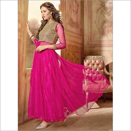 Latest Salwar Kameez - Pink Net Fabric, Three Quarter Sleeve | Elegant Style, Self Work, Comfortable Fit