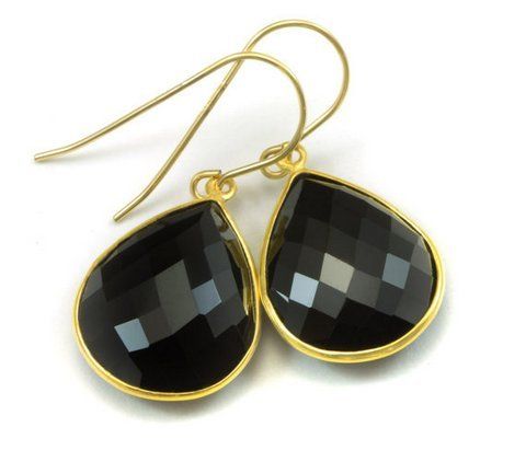 Pear Black Onyx Gemstone Earring