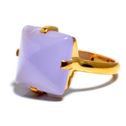 Round Lavender Chalcedony Gemstone Ring