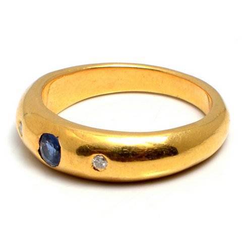 Round Sapphire & Diamond Gemstone Ring