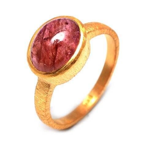 Round Pink Tourmaline Gemstone Ring