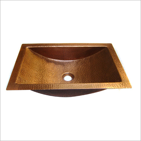 Copper Sink - Rectangular Design, Hammered Antique Finish, Robust and Corrosion-Resistant
