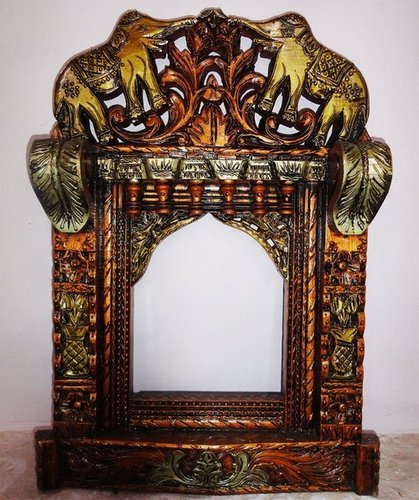 Traditional Mandir Style Hand-carved Wooden Jharokha 7308