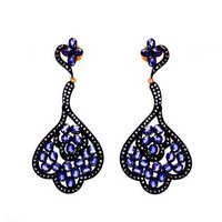 Sapphire & Zirconia Gemstone Victorian Earring