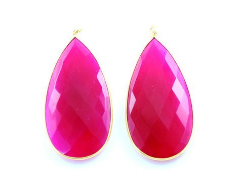 Oval Fuchsia Chalcedony Gemstone Connector
