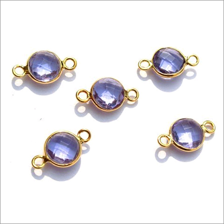 Round Iolite Gemstone Connector
