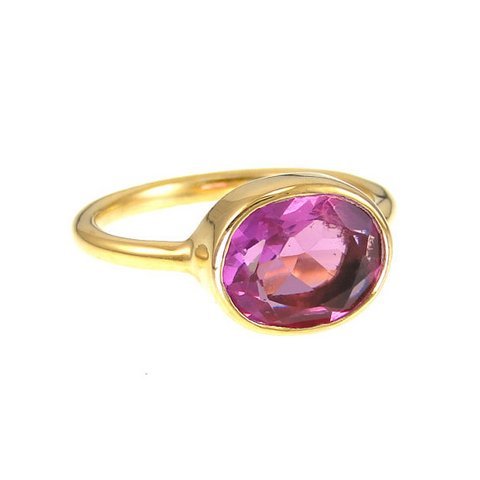 Oval Pink Tourmaline Gemstone Ring