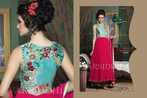 Jiya - Silk Pakistani Suit, Size S-XL, 54 Inches, Pink | Floral Embroidery, Bright Colors, Unique Patterns, Comfortable Fit