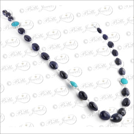 Cabochon Sapphire With Turquoise Gemstone Beaded Necklace