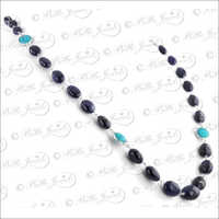 Cabochon Sapphire With Turquoise Gemstone Beaded Necklace