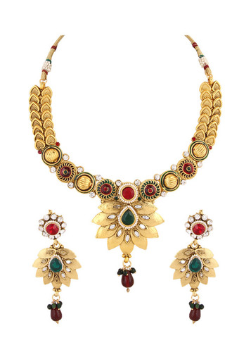 Gold Plated Bridal Necklace Earrings Set 345