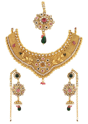 Gold Plated Bridal Necklace Earrings Set 339