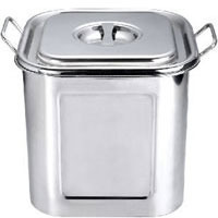 Square Bain Marie Pot With Lid, Stackable, Ss Height: 12 Inch (In)