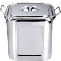 Square Bain Marie Pot With Lid, Stackable, Ss Height: 12 Inch (In)