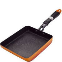 Japanese Egg Frypan, Non Stick, Orange Height: 1.5 Inch (In)