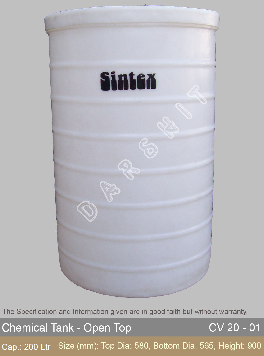 Sintex Open Top Chemical Storage Tank