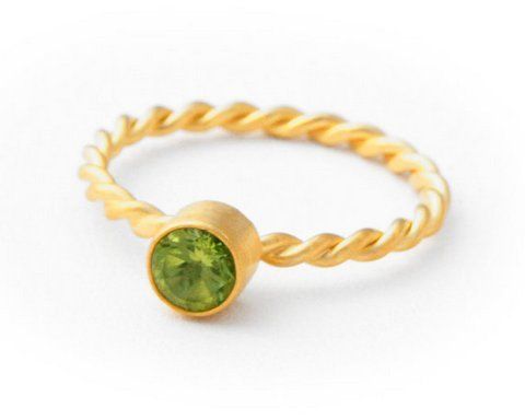 Round Peridot Gemstone Ring