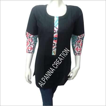 Black Cotton Designer Kurti