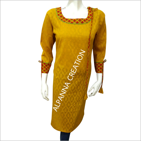 Yellow Jacquard Kurtis