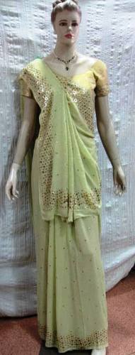SAREE GORGETTE WITH MUKESH WORK