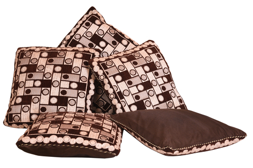 CHENILLE CUSHION COVERS - 18x18 Inches, Set of 5, Assorted Colors & Embroidered Patterns | Square Shape, Ideal for Home & Hotel Decor