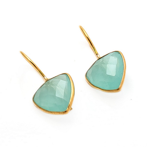 Aqua Chalcedony Gemstone Earring Size: 12Mm