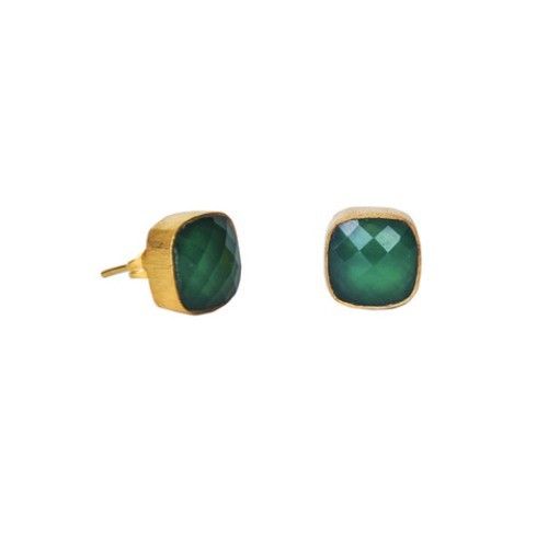 Earrings Green Onyx Gemstone Studs