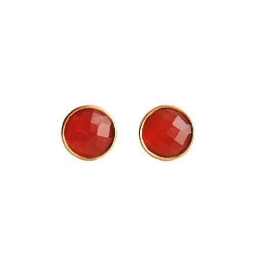 Earrings Orange Chalcedony Gemstone Stud