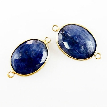 Oval Dyed Sapphire Gemstone Connector