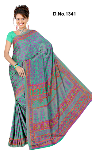 Magenta Multi Color Printed Saree - Silk, 5.5m Length, Teal | Vibrant Colors, Soft Fabric, Elegant Design