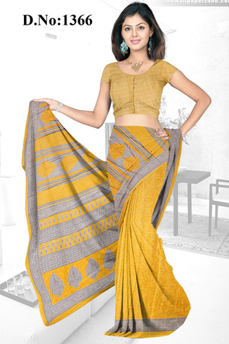 Indian Saree - Cotton, 5.5 Meters, Yellow | Elegant Design, Soft Fabric, Comfortable Wear