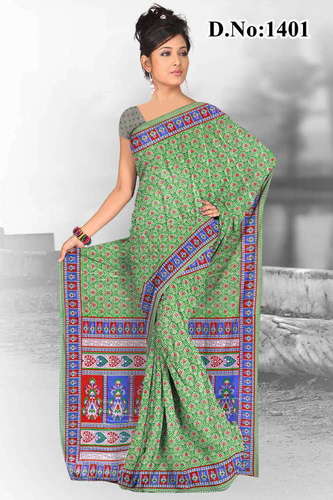 Printed Silk Sarees - Silk 5.5 Yards Green, Printed | Smooth Texture, Excellent Finish, Colorfastness