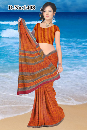Pure Georgette Sarees - Orange Georgette
