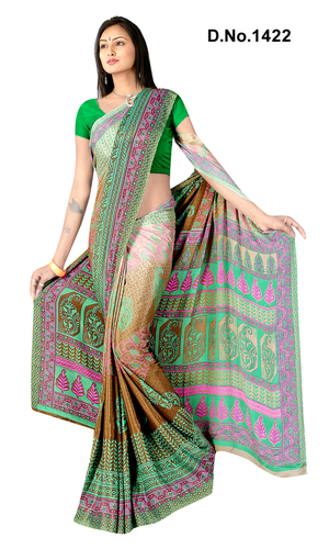 Ladies Fancy Saree - Silk Blend, 5.5 Meters, Green | Elegant Design, Soft Fabric, Comfortable Fit, Printed Pattern