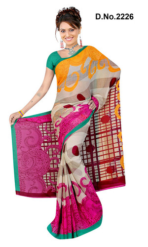 Festival Cotton Saree - Cotton, 5.5m Length, Beige | Soft Fabric, Printed Design, Comfortable Wear