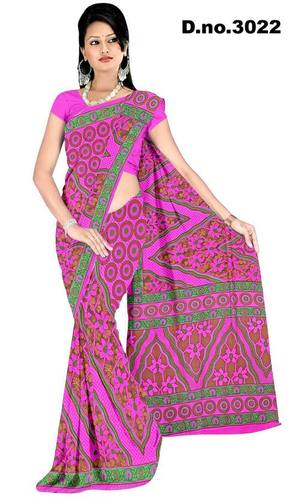 Daily Wear Pink Chiffon Saree