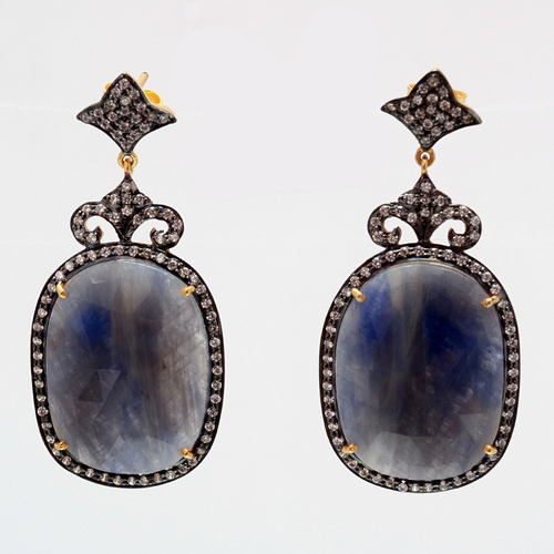 Sapphire & Diamond Gemstone Victorian Earring