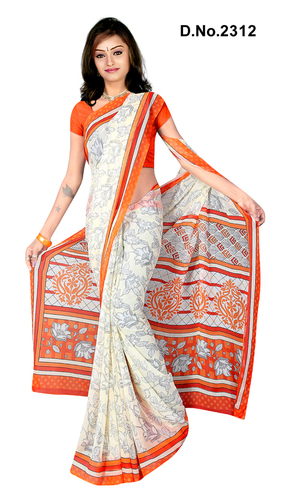 Party Wear White Net Saree