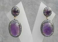 Amethyst & Diamond Gemstone Victorian Earring