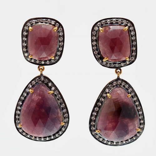Ruby & Zirconia Gemstone Victorian Earring