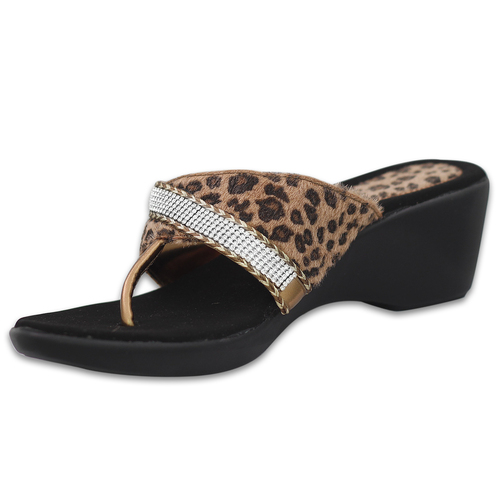 Brown Cheetah Printed designer wedges