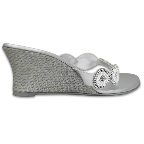 Silver Designer Wedges with Pearls