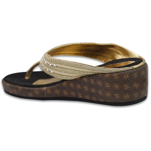 Handmade Designer Golden Sandal with Crystal