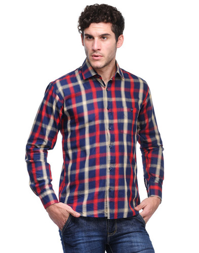 RED-BLUE CREAM FULL SHIRT